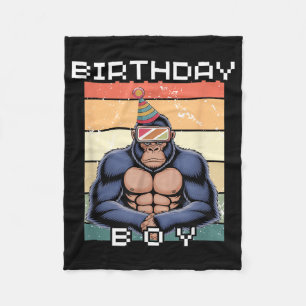 ゴリラ誕生日デコレーションモンキーラベルVrゲーマー フリースブランケット