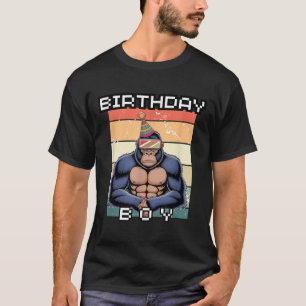 ゴリラ誕生日デコレーションモンキーラベルVrゲーマー Tシャツ