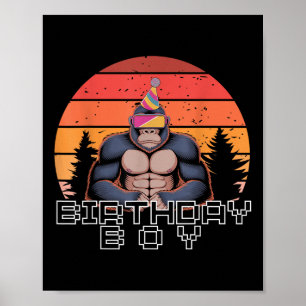 ゴリラ誕生日デコレーションモンキーラベルVrゲーマーF ポスター