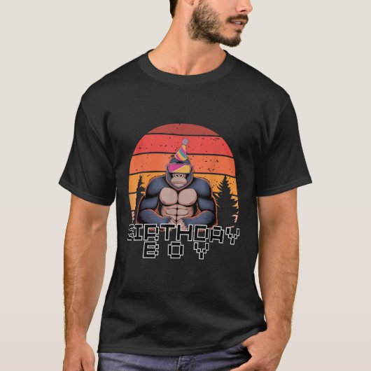 ゴリラ誕生日デコレーションモンキーラベルVrゲーマーF Tシャツ (正面)