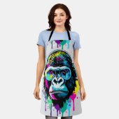 ゴリラ頭 – ゴリラカラフルエプロン エプロン (着用した状態)