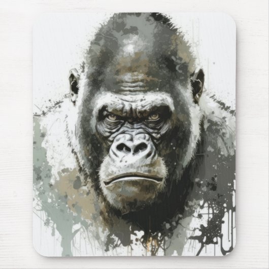 ゴリラ類人猿絵画動物の野生生物林 マウスパッド (正面)