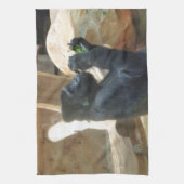 ゴリラ食べーの彼のランチ,動物,野生動物,サル キッチンタオル (縦)