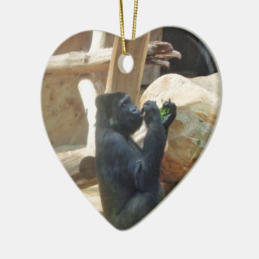 ゴリラ食べーの彼のランチ,動物,野生動物,サル セラミックオーナメント (左)
