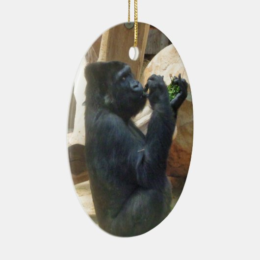 ゴリラ食べーの彼のランチ,動物,野生動物,サル セラミックオーナメント (右)