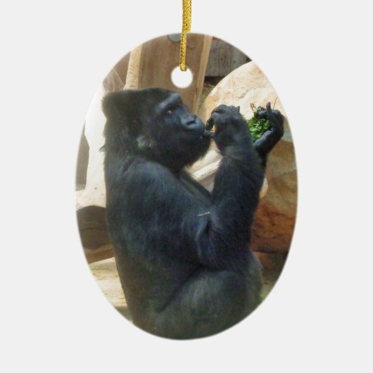 ゴリラ食べーの彼のランチ,動物,野生動物,サル セラミックオーナメント (正面)