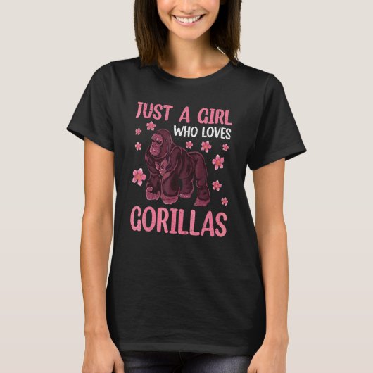ゴリラ ガールズ 女性 猿 モンキー 動物園 動物 かわいい ゴー Tシャツ (正面)