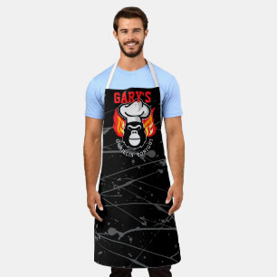 ゴリラ·シェフハットの炎が焼パーソナライズされたける エプロン