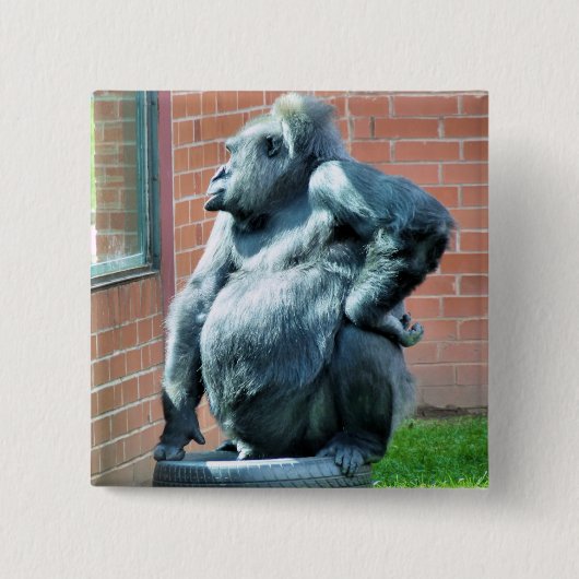 ゴリラ 缶バッジ (正面)