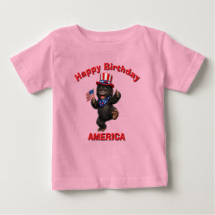 ゴリラ (5歳) 愛国少年Tシャツ ベビーTシャツ