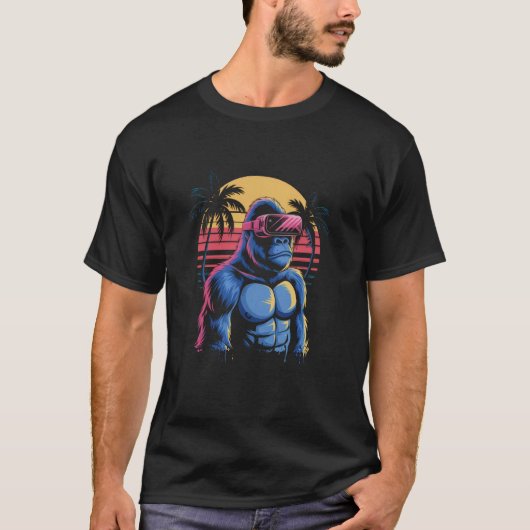 ゴリラ VR Tシャツ 大人向けゲームをプレイする少年たち (正面)