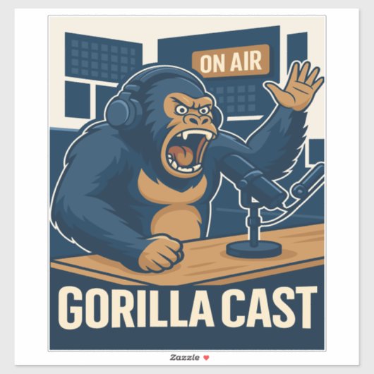 ゴリラPodcast配信スタジオ 楽しいポッドキャスター シール (シート)