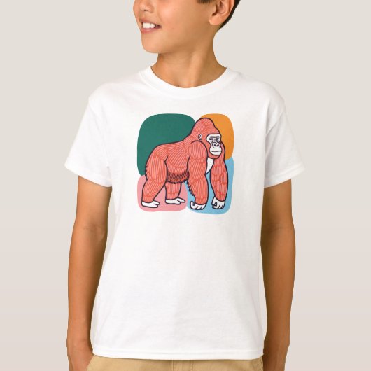 ゴリラTシャツ - かわいい子供用おもしろ動物Tシャツ Tシャツ (正面)