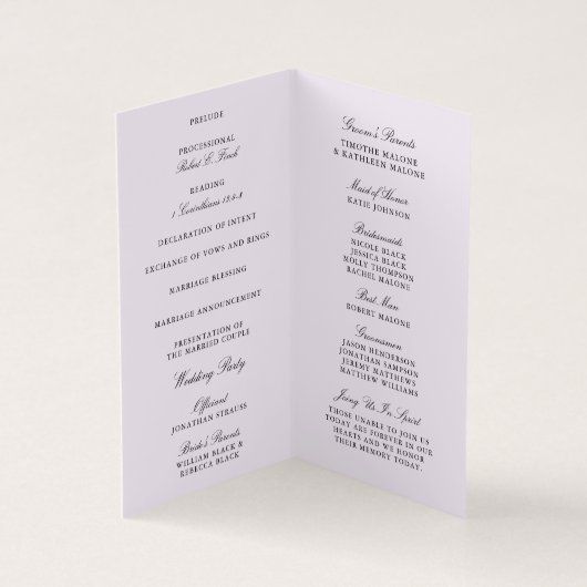 ゴリーティフローラミニ結婚式 プログラム (内部)