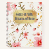 ゴリー引用文オンピンクヴィンテージフローラルパターン ノートブック (正面)