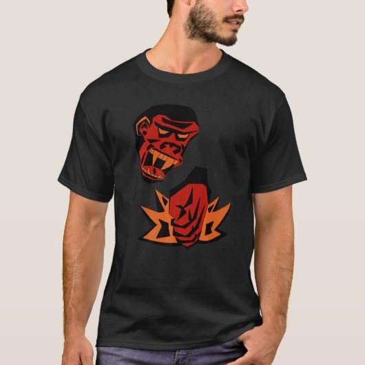 ゴリ怒ラモンキーSmashing Rage Red Orange Garp Tシャツ (正面)