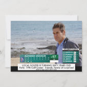 ゴルおもしろいフ ️ニュース♂第40期第50期男子誕生日 招待状 (正面)