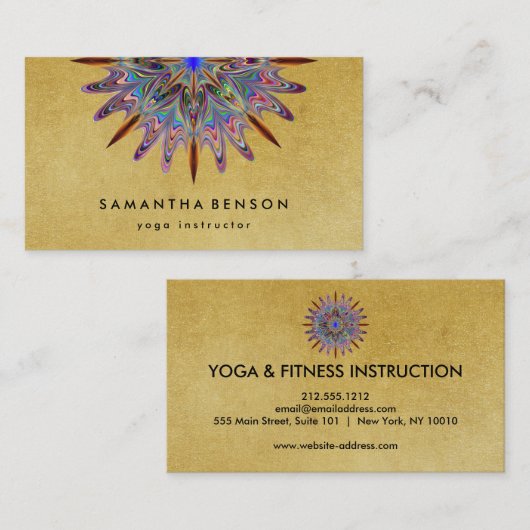 ゴルエレガントゲンロータスフラワーロゴヨガビジネス 名刺 (正面/裏面)