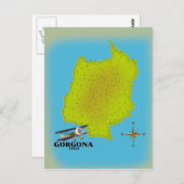 ゴルゴナイタリアの地図と旅行のポスター。 ポストカード (正面/裏面)