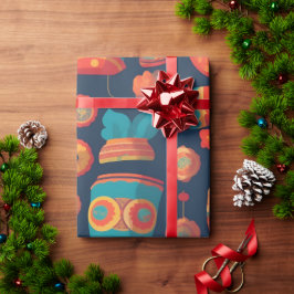 ゴルゴンレトロカラフルパタパーソナライズされたーン ラッピングペーパー