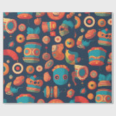 ゴルゴンレトロカラフルパタパーソナライズされたーン ラッピングペーパー (フラット)