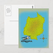 ゴルゴーナ島イタリア地図トラベルポスター ポストカード (正面/裏面)
