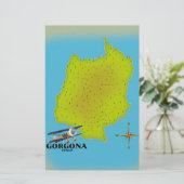 ゴルゴーナ島 イタリア地図 トラベルポスター 便箋 (スタンド正面)