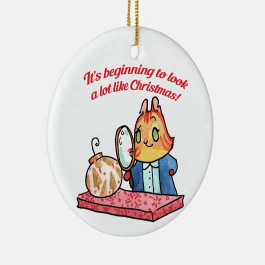 ゴルディがクリスマスを調べる セラミックオーナメント (右)