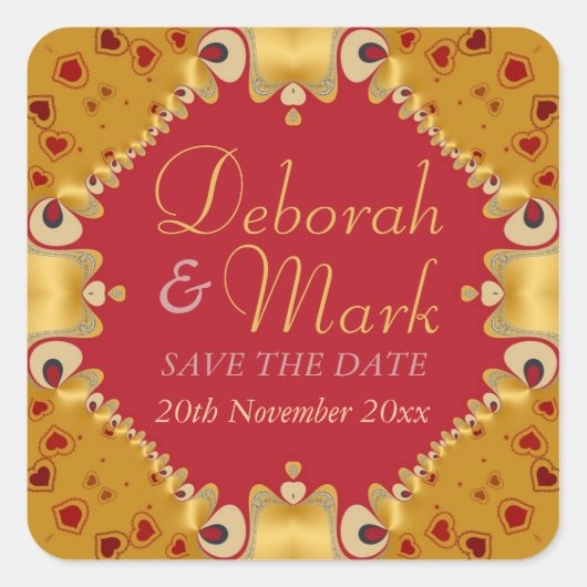 ゴルディハート結婚ズ発表ステッカー スクエアシール (正面)