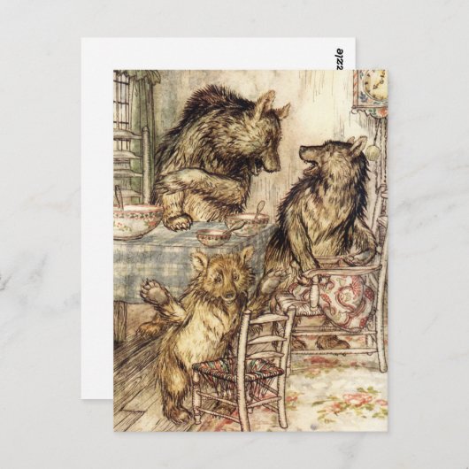 『ゴルディロックと三つの熊の葉書』 ポストカード (正面/裏面)