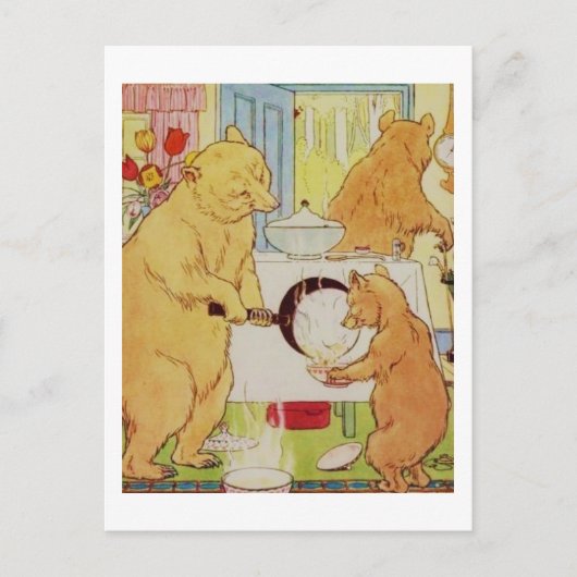 ゴルディロックスとスリーベアヴィンテージ歴史美術 ポストカード (正面)