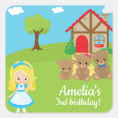 ゴルディロックスと3クマ童話の時間 スクエアシール (正面)