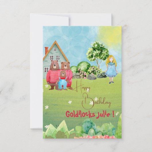 ゴルディロックスアンドベアーズハッピーバースデー カード (正面)