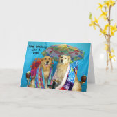 ゴルデンズワーイングドッグス誕生日 カード (黄色い花)