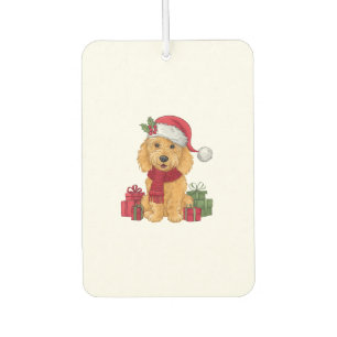 ゴルデンドゥードル犬のクリスマスの装いサンタ帽子犬 X カーエアーフレッシュナー