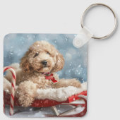 ゴルデンドゥードル犬のクリスマス  キーホルダー (裏面)