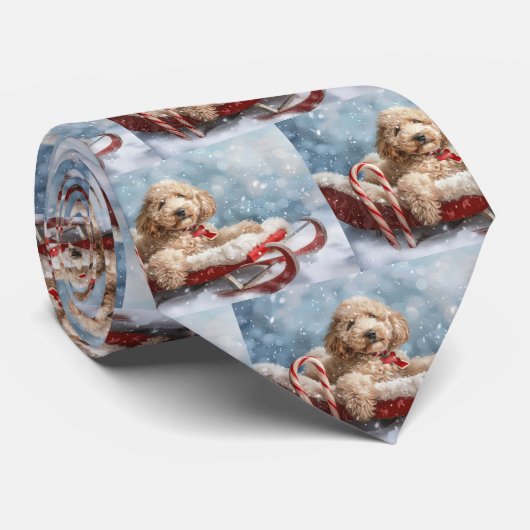 ゴルデンドゥードル犬のクリスマス  ネクタイ (ロール)