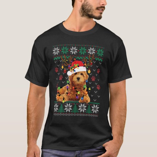 ゴルデンドルクリスマス醜いセーター犬クリスマス1 Tシャツ (正面)