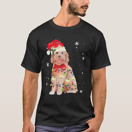 ゴルデンドルドッグクリスマスライトクリスマスママパパギフト Tシャツ (正面)