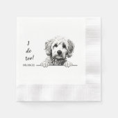 ゴルデンドルドッグパーソナライズされたスケッチ私もする 縁ありカクテルナプキン (正面)