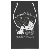 ゴルデンドルドッグベビーシャワージェンダーレス スモールペーパーバッグ (裏面)