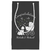 ゴルデンドルドッグベビーシャワージェンダーレス スモールペーパーバッグ (正面)