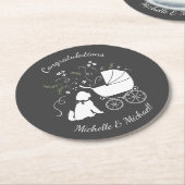 ゴルデンドルドッグベビーシャワージェンダーレス ラウンドペーパーコースター (アングル)