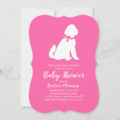 ゴルデンドルドッグベビーシャワーピンクガール 招待状 (正面)