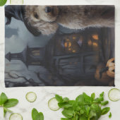 ゴルデンドルパンプキンズハロウィーン怖 キッチンタオル (折り畳み)