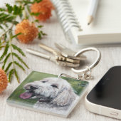 ゴルデンドレ白い子犬 キーホルダー (正面右)