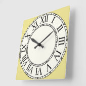ゴルデンロッ淡い色のドとイエローローマ数字顔 スクエア壁時計 (傾斜)