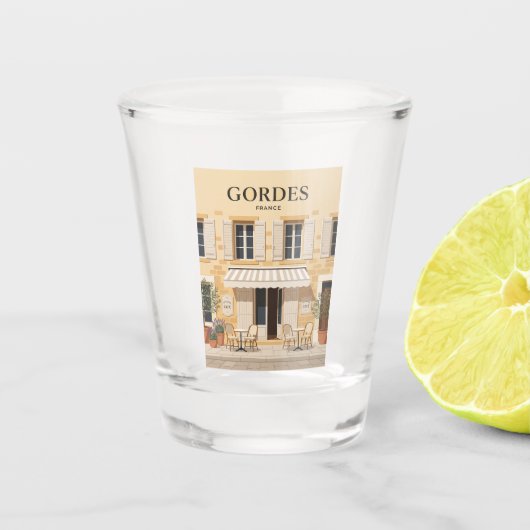 ゴルドのカフェの外観 フランス ショットグラス (正面)