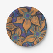 ゴルドフラワーオレンジパープルフローラアト絵画ルズ ペーパープレート (正面)