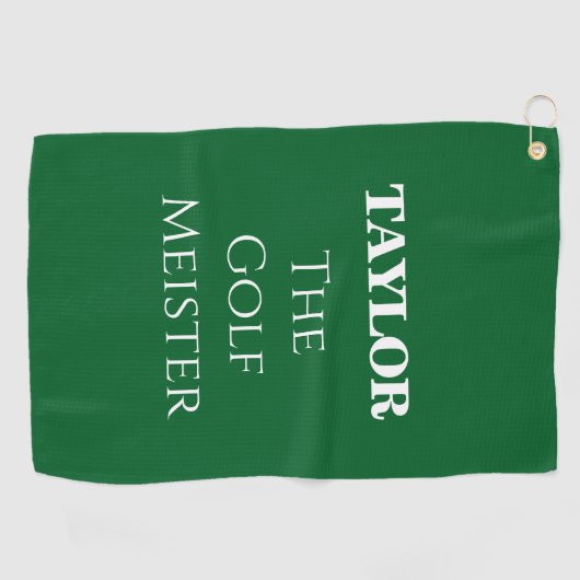 ゴルパーソナライズされたフおもしろいマイスター引用文グリーン ゴルフタオル (横)